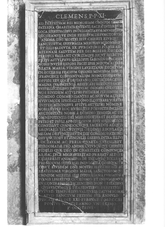 lapide commemorativa - ambito laziale (primo quarto sec. XVIII)