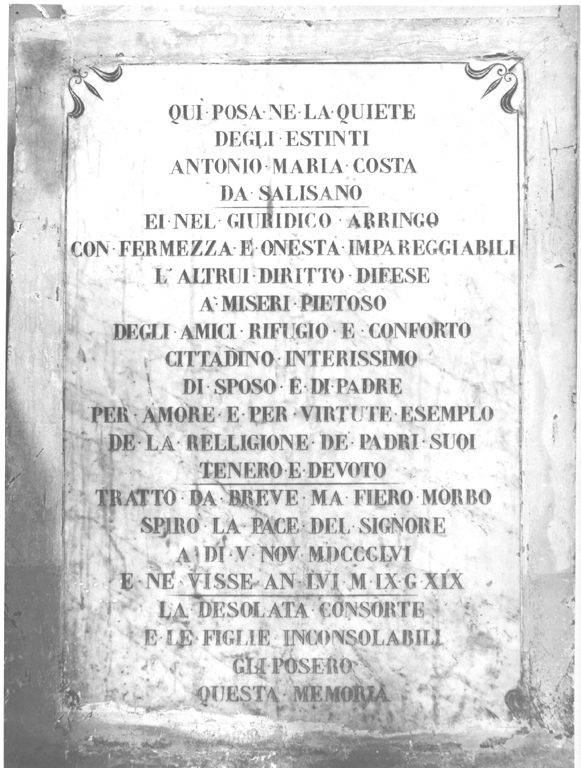 lapide tombale - ambito laziale (metà sec. XIX)