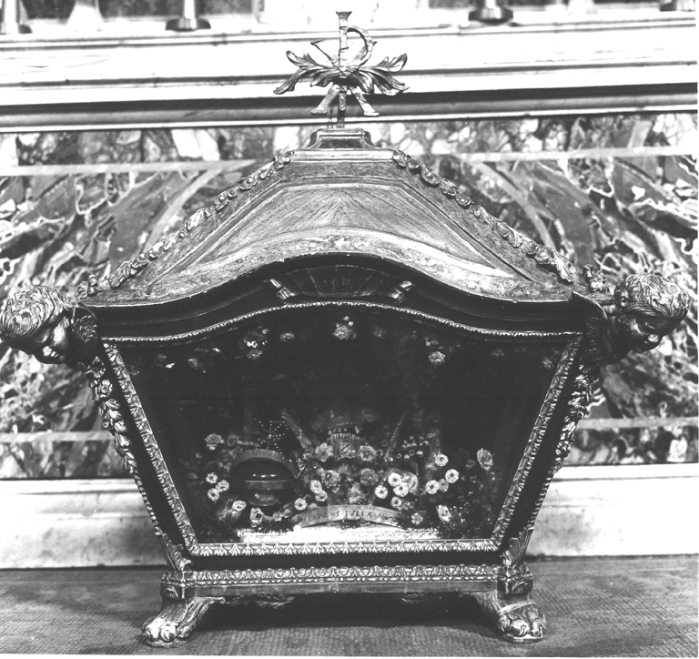 reliquiario a teca - a sarcofago - ambito romano (sec. XIX)