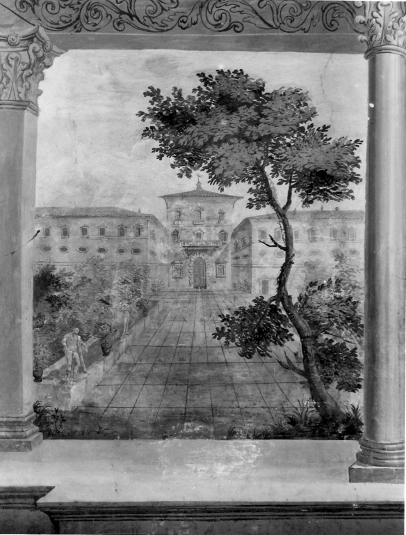 finte architetture con paesaggio (dipinto, complesso decorativo) di Canini Giovanni Angelo (sec. XVII)