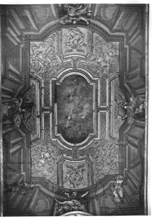 San Pietro in gloria e quattro Virtù Cardinali (dipinto, complesso decorativo) di Canini Giovanni Angelo (sec. XVII)