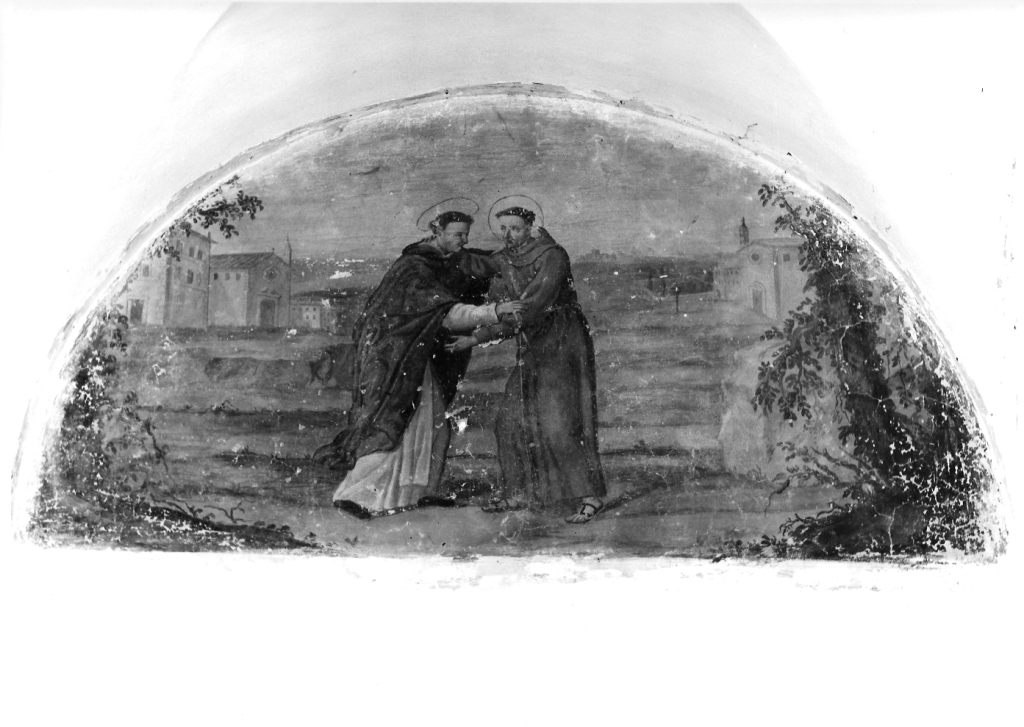 incontro tra San Francesco e San Domenico (dipinto, ciclo) - ambito laziale (prima metà sec. XIX)