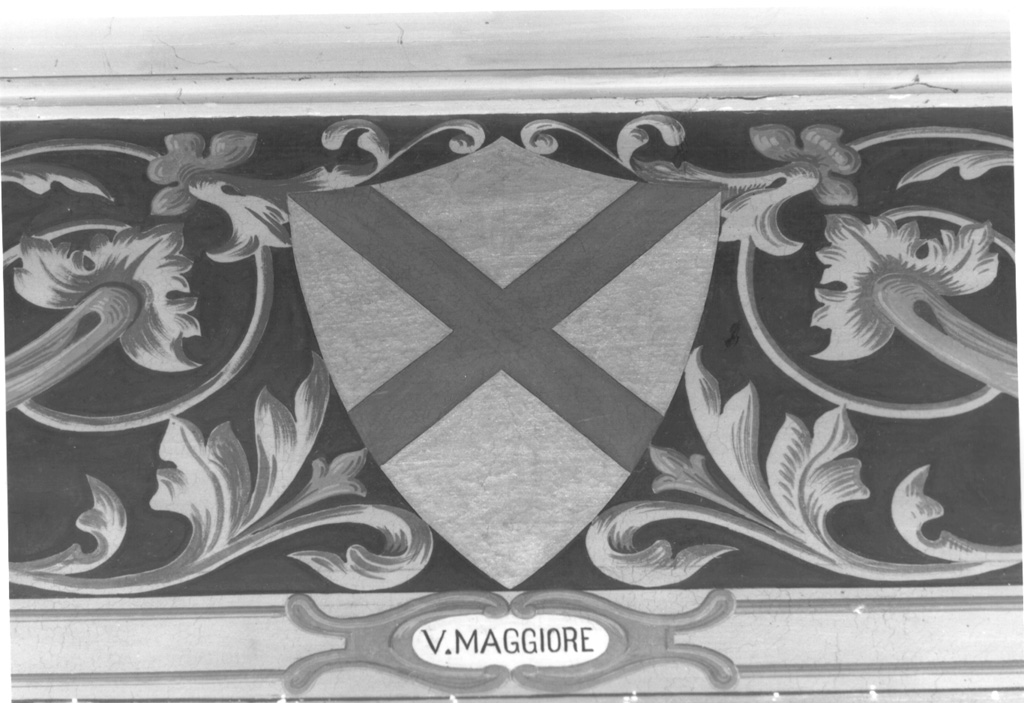 Soffitto con motivi decorativi geometrici e vegetali e fregio con stemmi delle contrade e dei rioni di Tivoli (dipinto, complesso decorativo) - ambito laziale (sec. XVI)