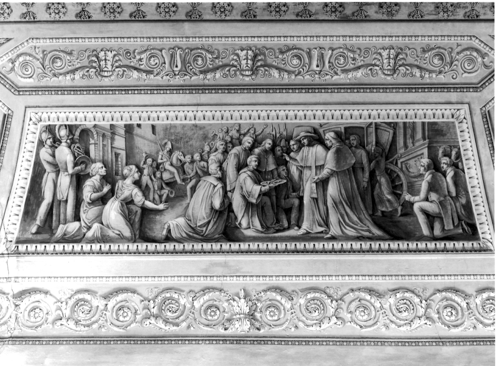Gregorio XVI visita la città di Tivoli per dare inizio ai lavori per il traforo del monte Catillo (dipinto) di Quadrini Angelo (sec. XIX)