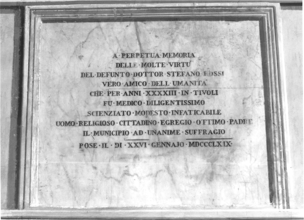 lapide commemorativa - ambito laziale (sec. XIX)