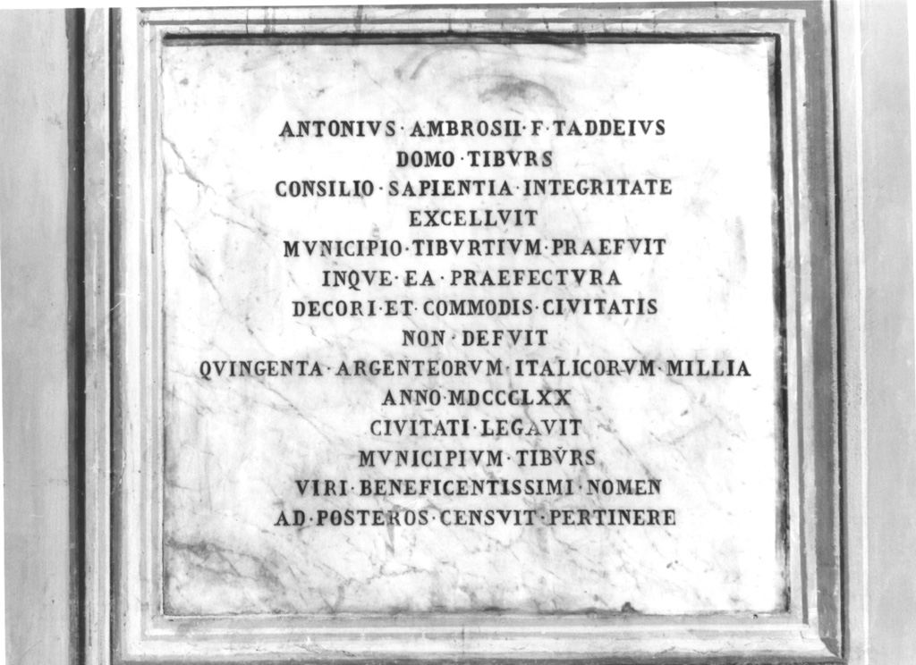 lapide commemorativa - ambito laziale (sec. XIX)