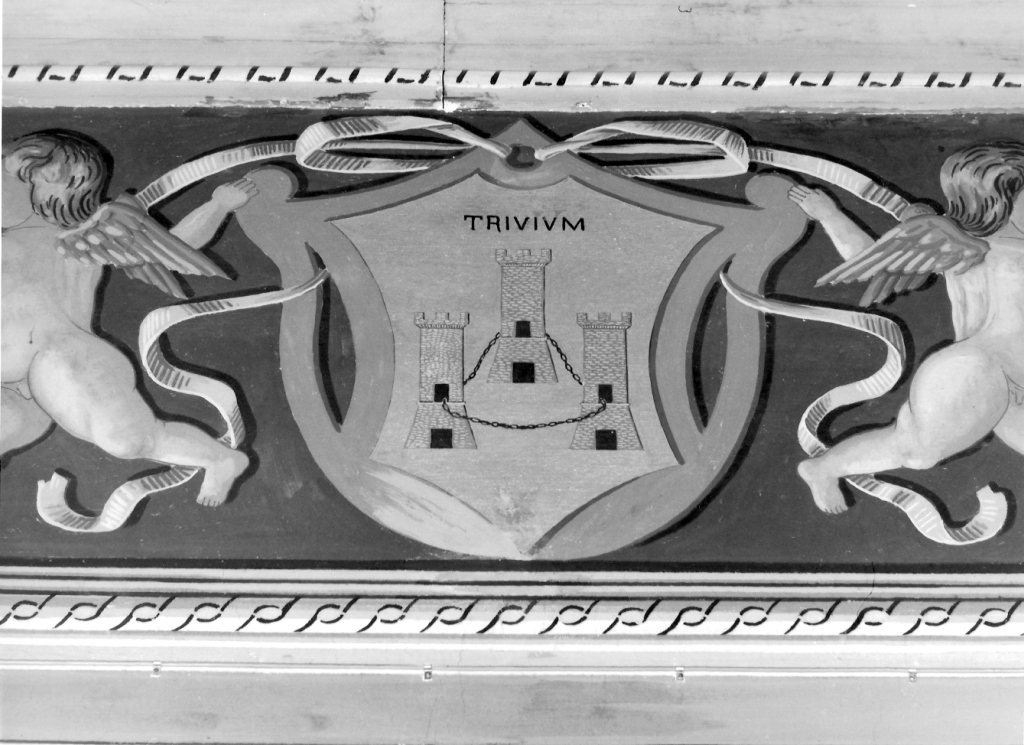 stemmi dei rioni di Tivoli sorretti da angioletti con ghirlande (dipinto, complesso decorativo) - produzione laziale (sec. XVI)