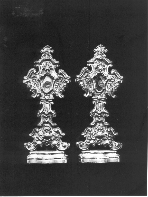 reliquiario - a ostensorio, coppia - manifattura laziale (sec. XVIII)