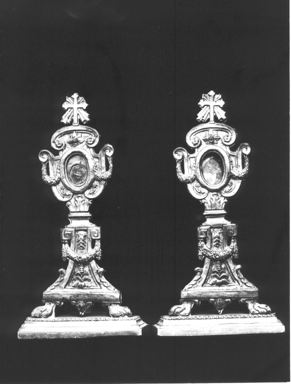reliquiario - a ostensorio, coppia - manifattura laziale (sec. XVIII)