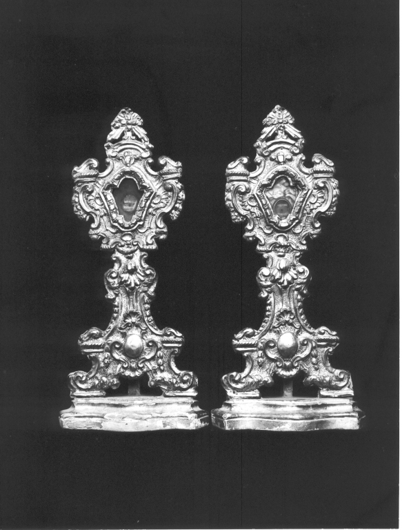 reliquiario - a ostensorio, coppia - manifattura laziale (sec. XVIII)