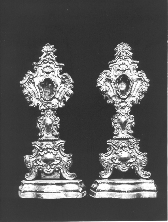 reliquiario - a ostensorio, coppia - manifattura laziale (sec. XVIII)