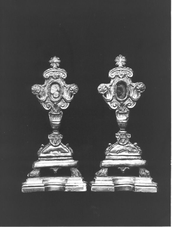 reliquiario - a ostensorio, coppia - manifattura laziale (sec. XVIII)