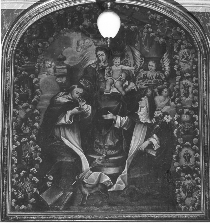 Madonna del Rosario con San Domenico e Santa Caterina da Siena (pala d'altare) - ambito laziale (sec. XVII)