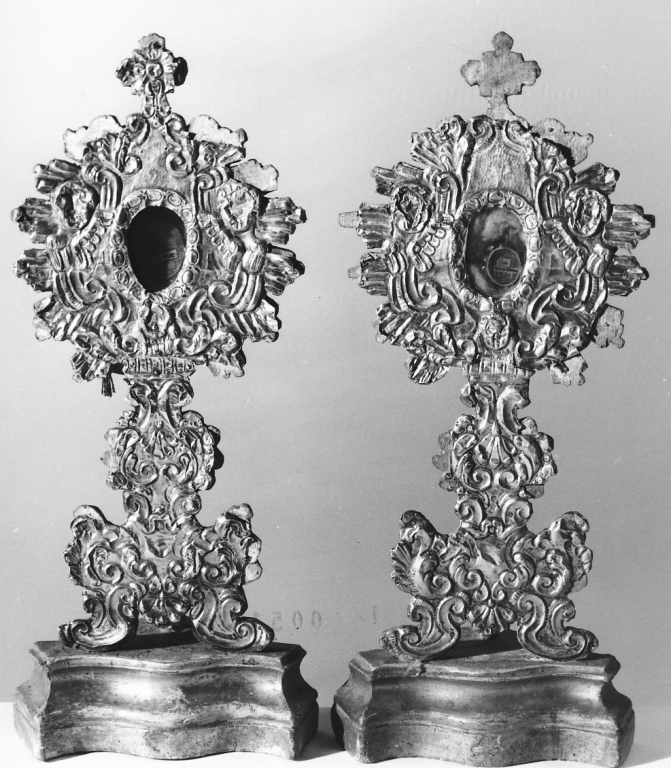 reliquiario - a ostensorio, coppia - ambito laziale (sec. XVIII)