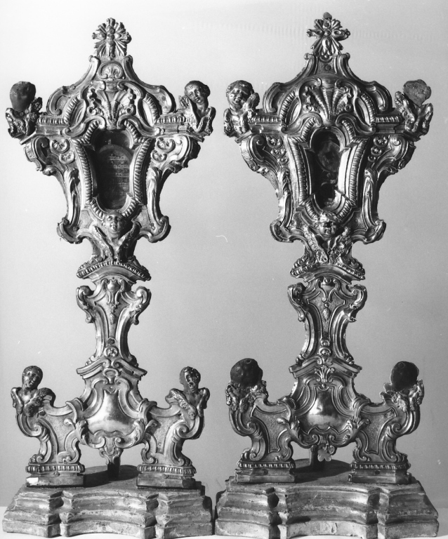 reliquiario - a ostensorio, coppia - ambito laziale (seconda metà sec. XVIII)