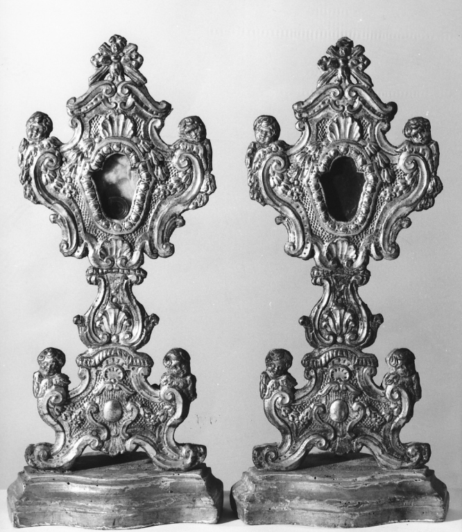 reliquiario - a ostensorio, coppia - ambito laziale (sec. XIX)