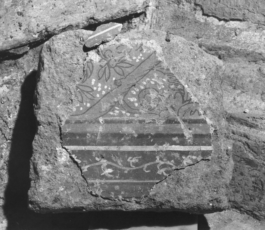 motivi decorativi vegetali (dipinto, frammento) - ambito laziale (prima metà sec. XV)