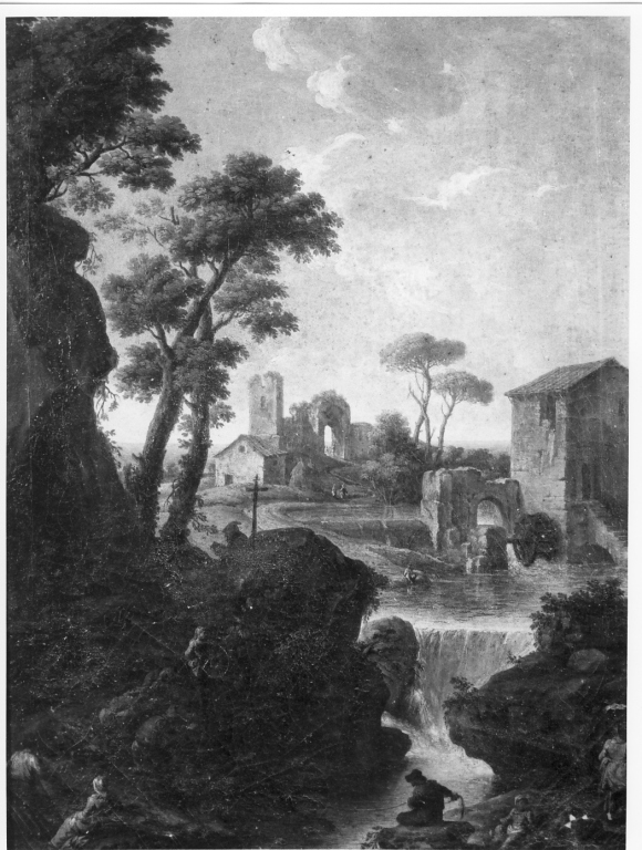 paesaggio fluviale (dipinto) - ambito laziale (sec. XVIII)