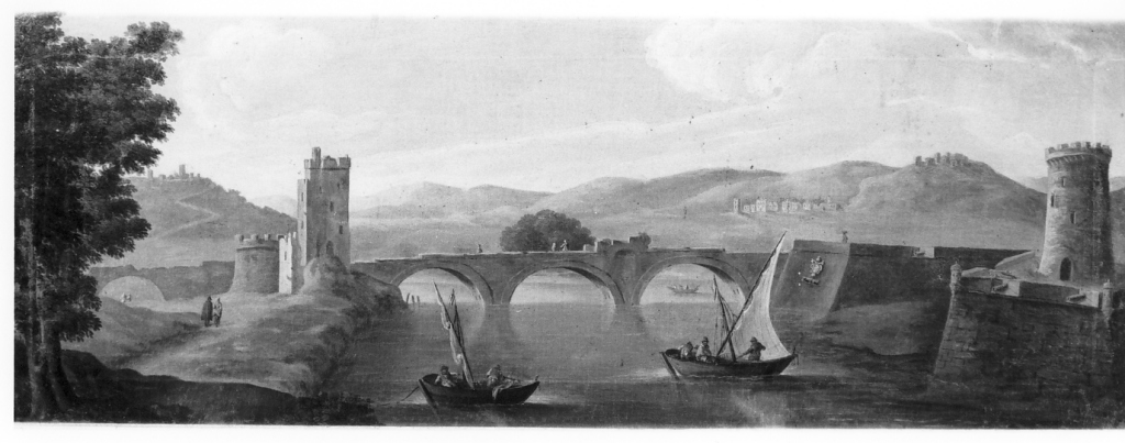 paesaggio fluviale (dipinto) - ambito laziale (sec. XVIII)