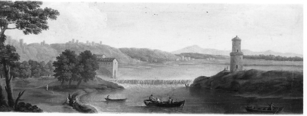 paesaggio fluviale (dipinto) - ambito laziale (sec. XVIII)