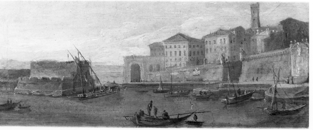 veduta di Civitavecchia (dipinto) - ambito laziale (sec. XVIII)