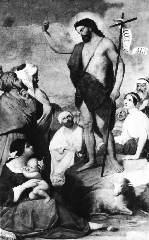 predica di San Giovanni Battista (dipinto) di Tirinelli S (sec. XIX)