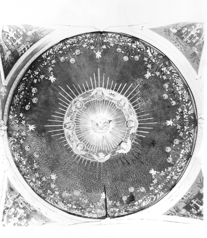 colomba dello Spirito Santo circondata da angeli (dipinto) - ambito laziale (sec. XIX)
