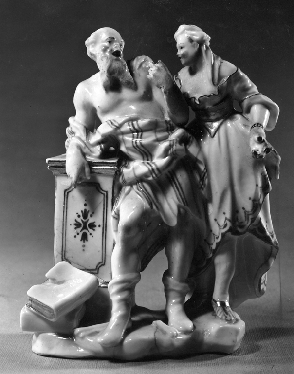 Socrate e Santippe (statuetta) di Gricci Giuseppe - manifattura di Capodimonte, manifattura di Capodimonte (sec. XVIII)