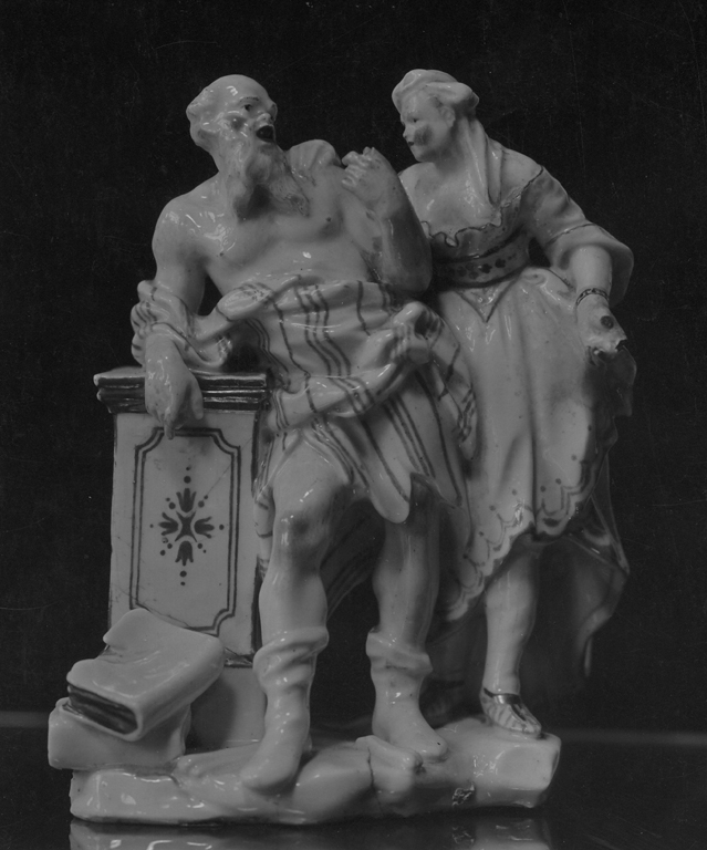 Socrate e Santippe (statuetta) di Gricci Giuseppe - manifattura di Capodimonte, manifattura di Capodimonte (sec. XVIII)