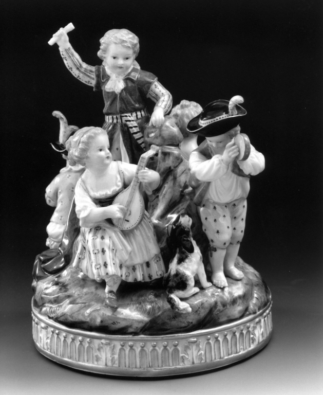 il concertino, fanciulli che suonano e cantano (scultura) di Acier Michel Victor (sec. XVIII)