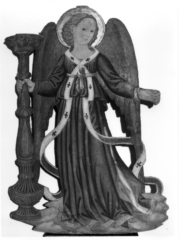angelo reggicandelabro (dipinto) - ambito umbro (sec. XV)