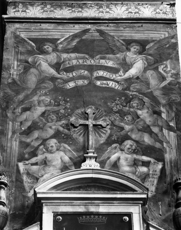angeli reggicartiglio (dipinto, serie) di De Vecchi Giovanni (sec. XVII)