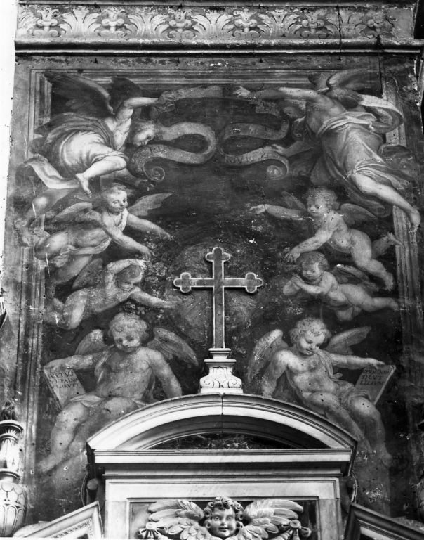 angeli reggicartiglio (dipinto, serie) di De Vecchi Giovanni (sec. XVII)