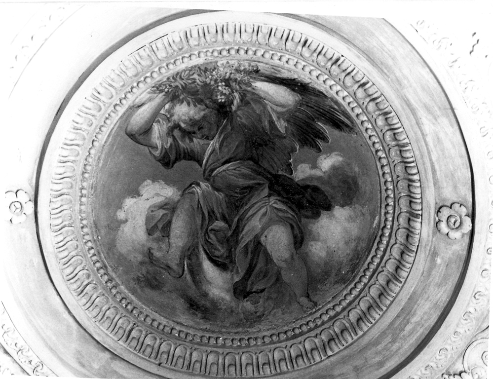 angelo con corona di alloro (dipinto) di Gentileschi Orazio (e aiuti) (sec. XVI)