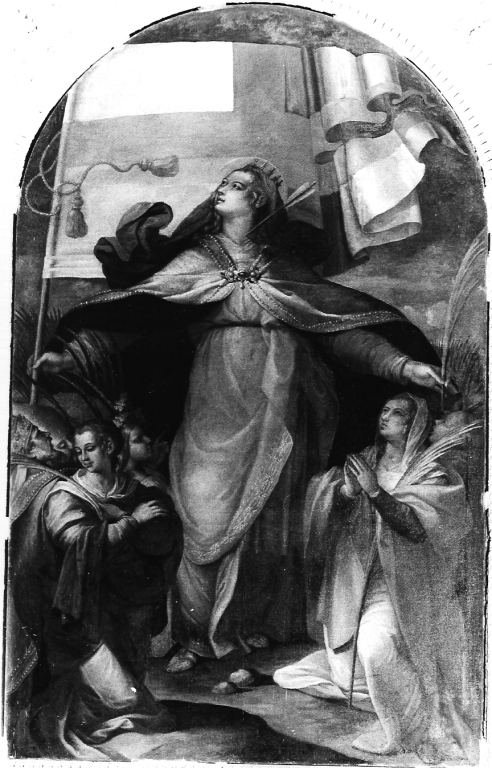 Sant'Orsola protegge le undicimila vergini sotto il suo manto (pala d'altare) di Gentileschi Orazio (sec. XVI)