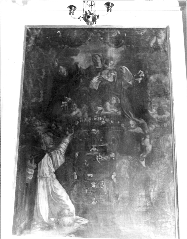 Madonna del Rosario (pala d'altare) di Guerrieri Giovanni Francesco (attribuito) (seconda metà sec. XVI)