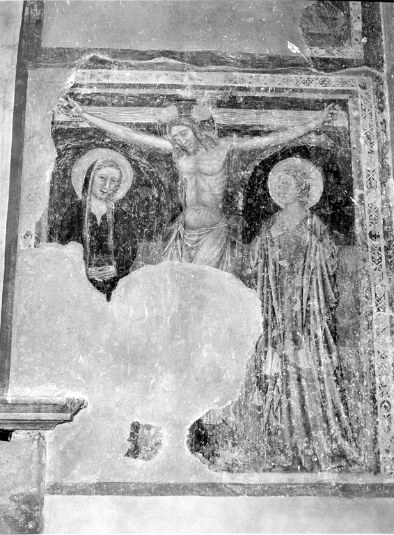 Crocefissione di Cristo con la Madonna e San Giovanni Evangelista (dipinto, opera isolata) - ambito abruzzese (inizio sec. XV)