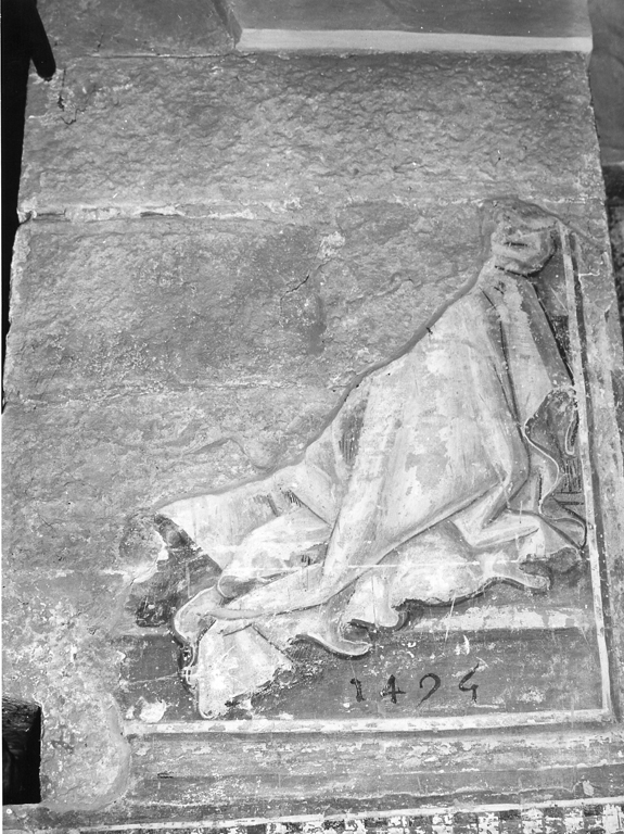 figura femminile (dipinto, elemento d'insieme) - ambito laziale (sec. XV)