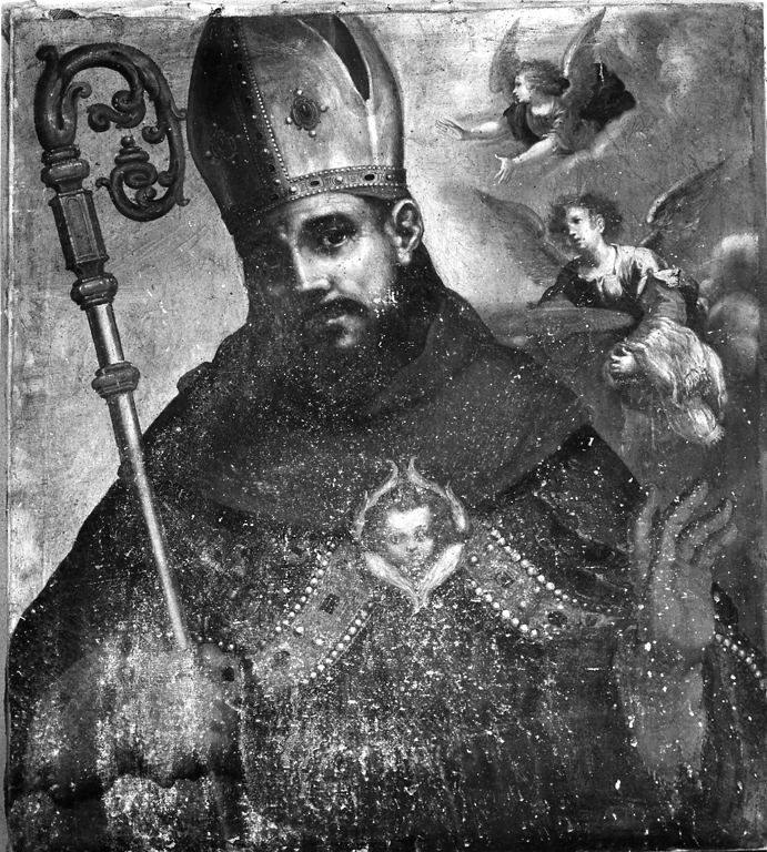 Santo vescovo (dipinto, opera isolata) - ambito romano (secondo quarto sec. XVI)