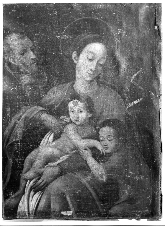 Sacra Famiglia con San Giovanni Battista bambino (dipinto) - ambito laziale (fine sec. XVI)