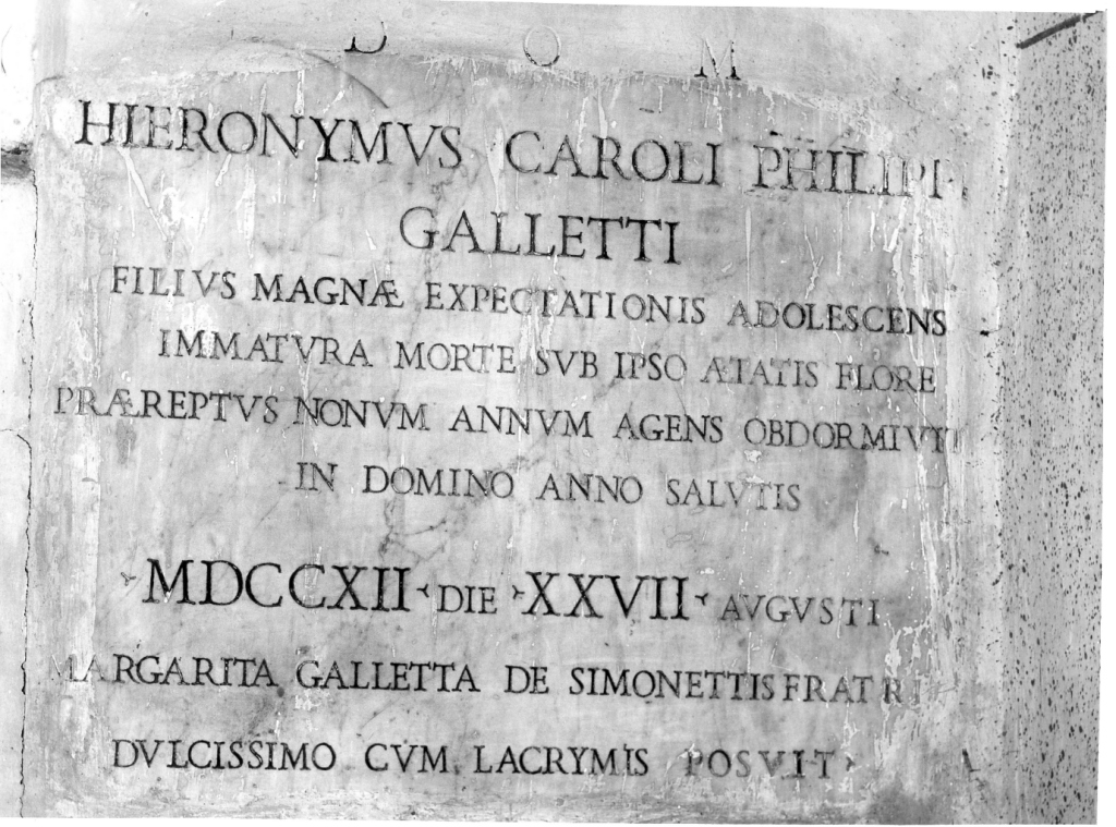 lapide tombale - ambito laziale (sec. XVIII)