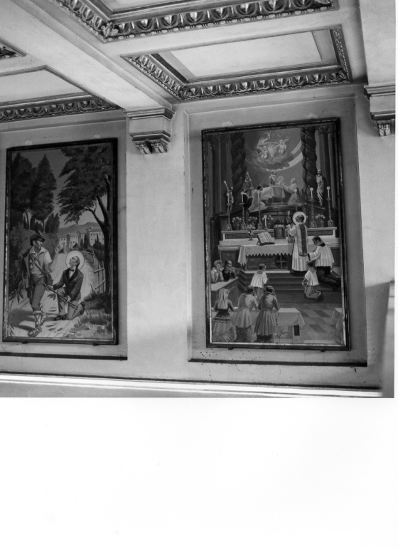 fondazione della chiesa (dipinto, ciclo) di Pagliari Curzio (sec. XX)