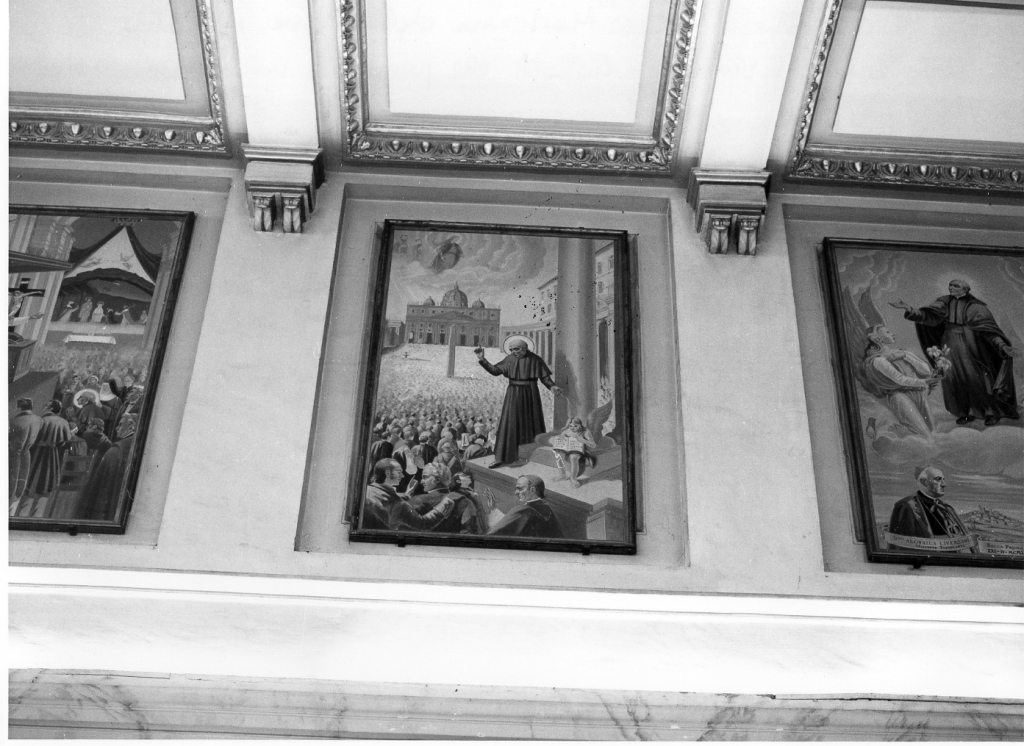 San Vincenzo Pallotti predica in Piazza San Pietro, San Vincenzo Pallotti (dipinto, ciclo) di Pagliari Curzio (sec. XX)
