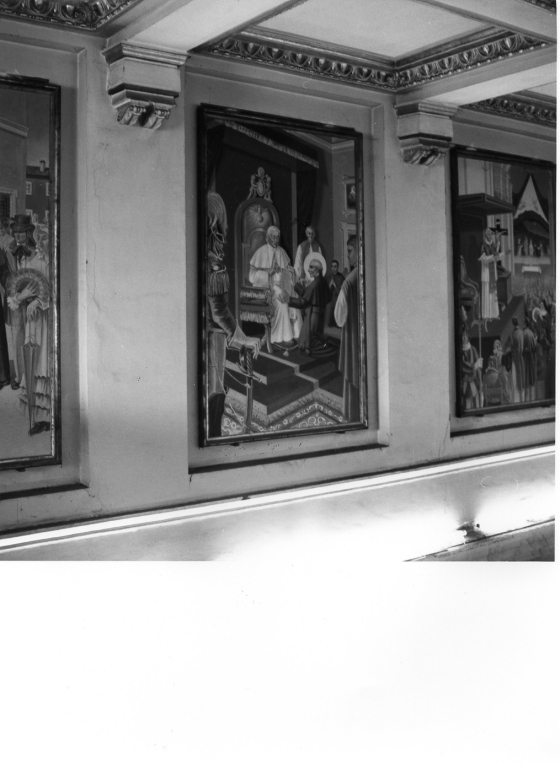 San Vincenzo Pallotti presenta la Regola a papa Pio IX, San Vincenzo Pallotti (dipinto, ciclo) di Pagliari Curzio (sec. XX)