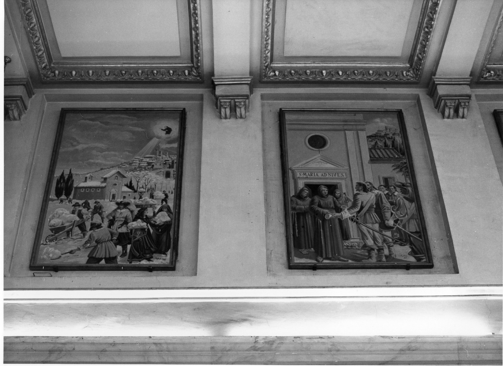 fondazione della chiesa (dipinto, ciclo) di Pagliari Curzio (sec. XX)