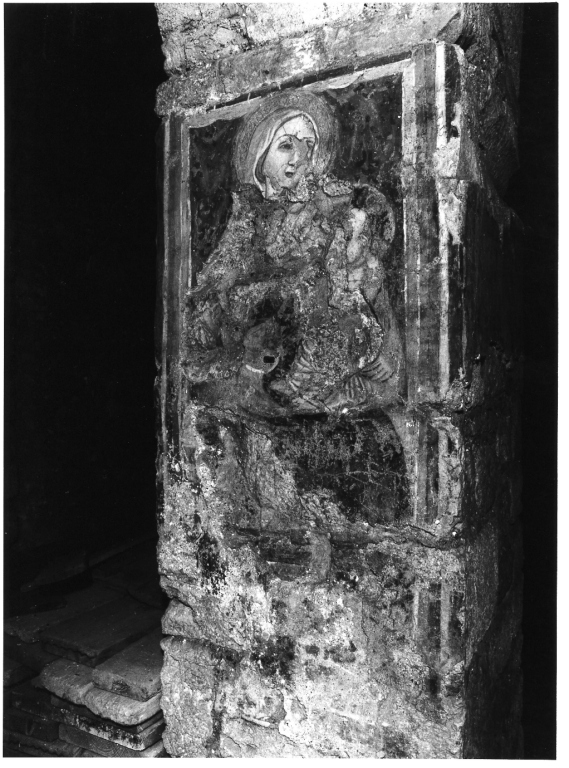 Madonna con Bambino (dipinto, frammento) - ambito laziale (fine/inizio secc. XIII/ XIV)