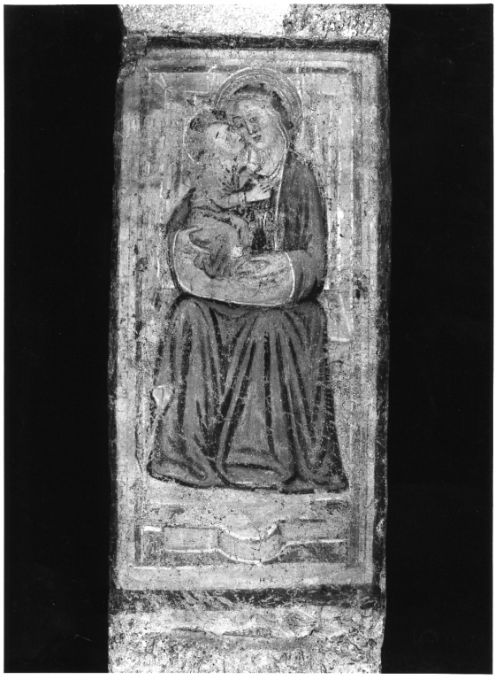 Madonna con Bambino (dipinto, frammento) - ambito laziale (fine/inizio secc. XIII/ XIV)