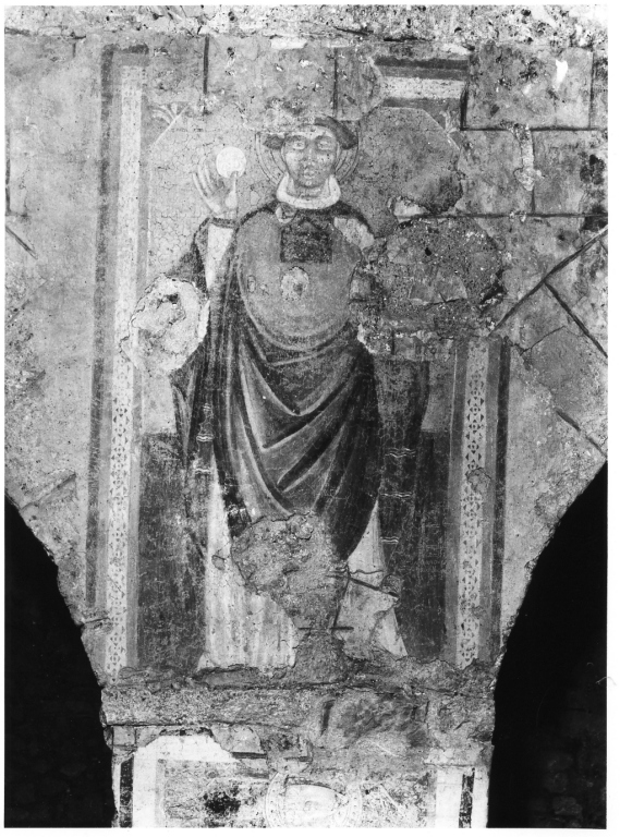 Santo (dipinto, frammento) - ambito laziale (fine/inizio secc. XIII/ XIV)