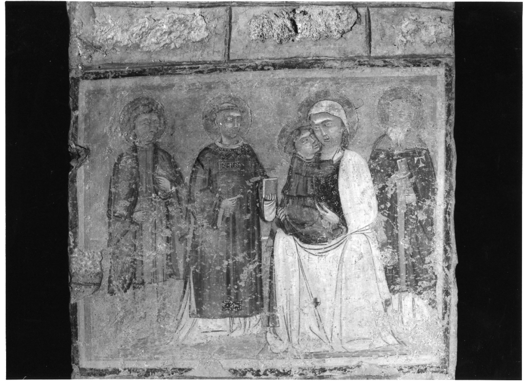 Madonna con Bambino e Santi (dipinto, frammento) - ambito laziale (fine/inizio secc. XIII/ XIV)