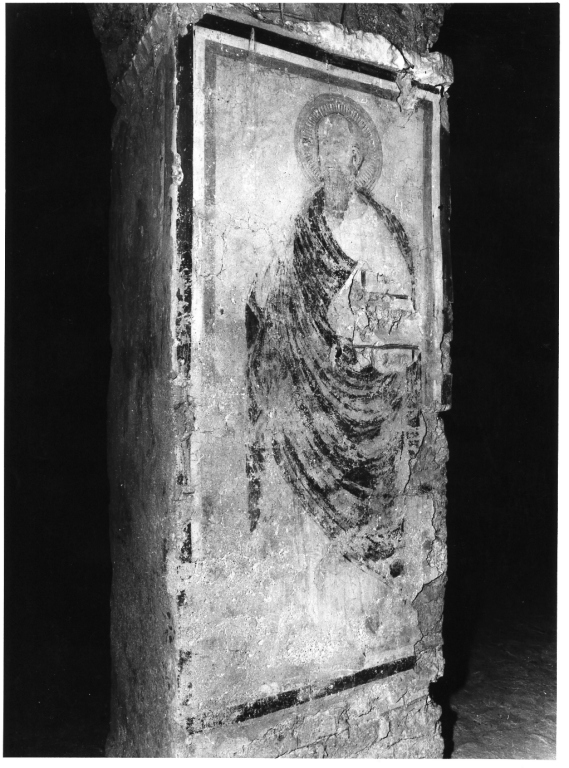 Santo (dipinto, frammento) - ambito laziale (fine/inizio secc. XIII/ XIV)